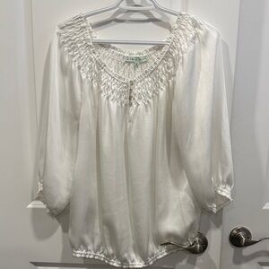 Cleo White Smocked Blouse